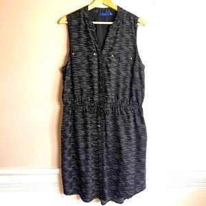 Apt. 9 Sleeveless Dress Black & Tan Print with Pockets and Tie in Front Size XL